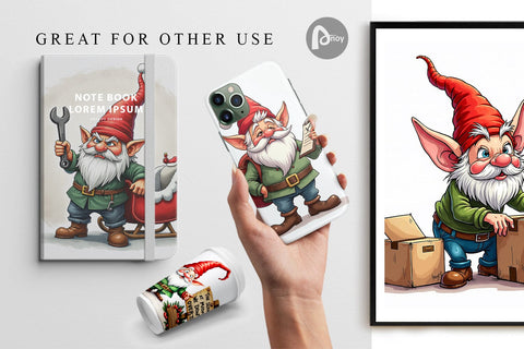 Digital Paper Sassy Santa's Helpers: Watercolor Gnome Crew Digital Pattern artnoy 