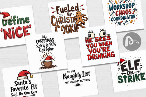 Digital Paper Sassy Santa's Sayings Sarcastic Christmas Quotes Digital Pattern artnoy 