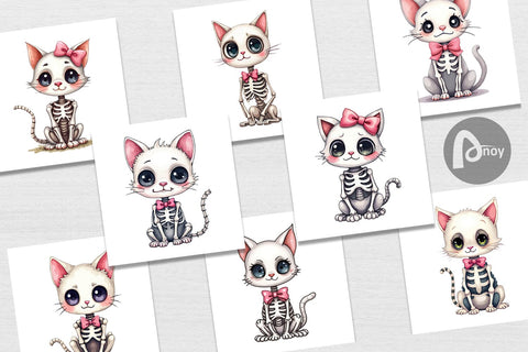 Digital Paper Sassy Skeleton Cat Digital Pattern artnoy 
