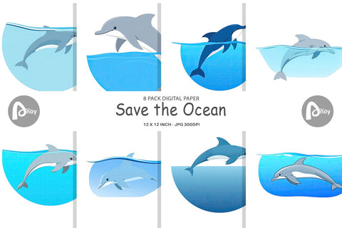 Digital Paper Save the Ocean Digital Pattern artnoy 