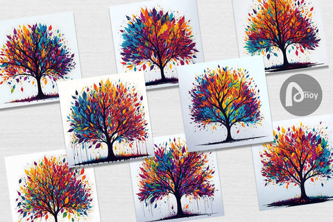 Digital Paper Scattered tree leaves Digital Pattern artnoy 