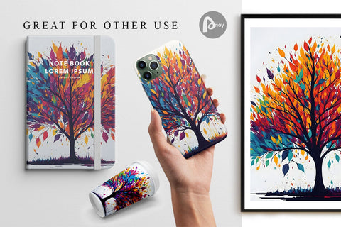 Digital Paper Scattered tree leaves Digital Pattern artnoy 