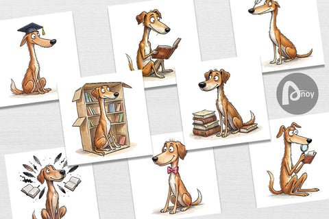 Digital Paper Scholarly Canine Dog Watercolor Digital Pattern artnoy 
