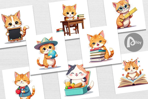 Digital Paper School Baby Cat Sublimation artnoy 