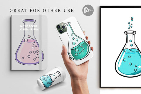 Digital Paper Science Beaker Digital Pattern artnoy 