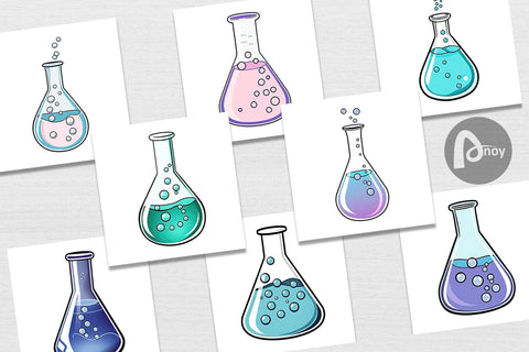 Digital Paper Science Beaker Digital Pattern artnoy 