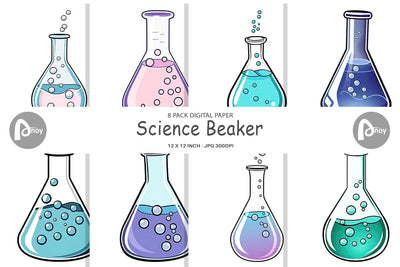 Digital Paper Science Beaker Digital Pattern artnoy 