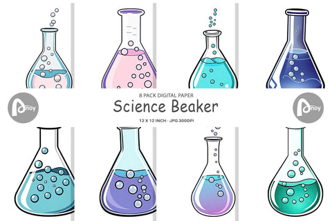 Digital Paper Science Beaker Digital Pattern artnoy 