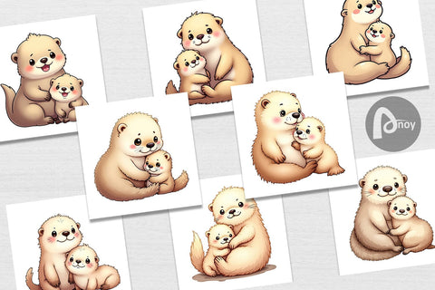 Digital Paper Sea Otter Mother's Day Digital Pattern artnoy 