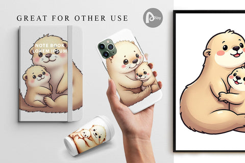 Digital Paper Sea Otter Mother's Day Digital Pattern artnoy 