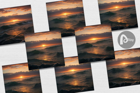 Digital Paper Sea Sunset Landscape Digital Pattern artnoy 