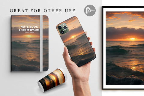 Digital Paper Sea Sunset Landscape Digital Pattern artnoy 