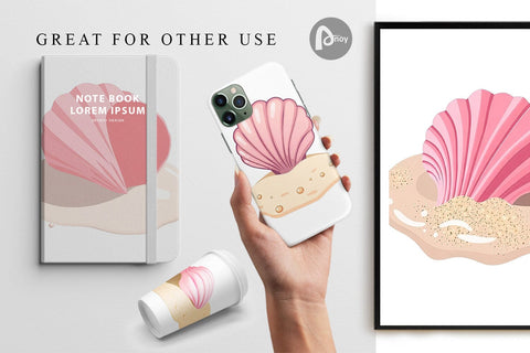 Digital Paper Seashell Digital Pattern artnoy 