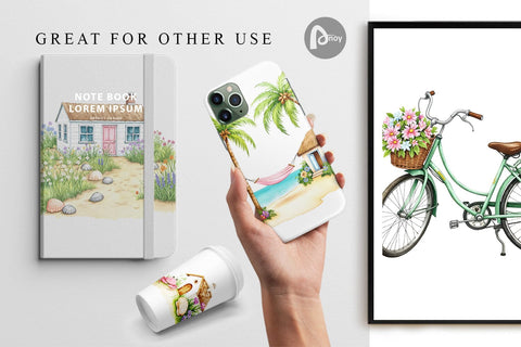 Digital Paper Seaside Cottage Digital Pattern artnoy 