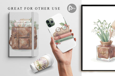 Digital Paper Sentimental Holiday Post Watercolor Digital Pattern artnoy 