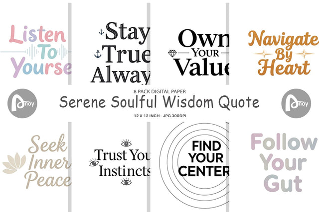 Digital Paper Serene Soulful Wisdom Quote Digital Pattern artnoy 