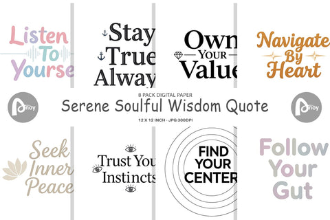 Digital Paper Serene Soulful Wisdom Quote Digital Pattern artnoy 