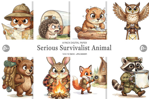Digital Paper Serious Survivalist Animal Digital Pattern artnoy 