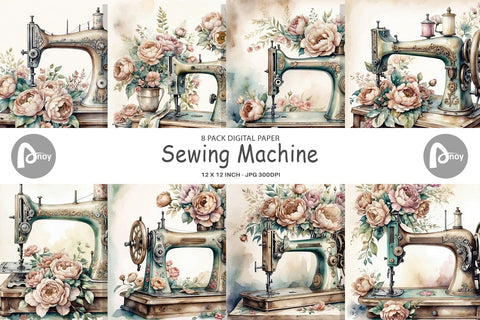 Digital Paper Sewing Machine Digital Pattern artnoy 
