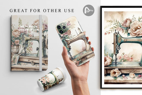 Digital Paper Sewing Machine Digital Pattern artnoy 