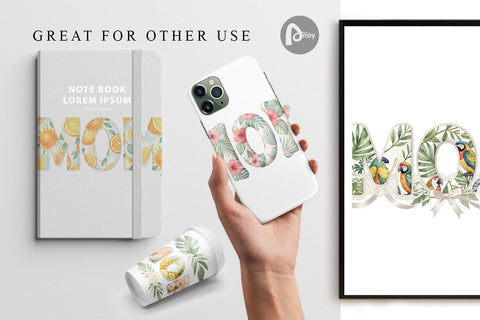 Digital Paper Shabby Chic Tropical MOM Watercolor Digital Pattern artnoy 