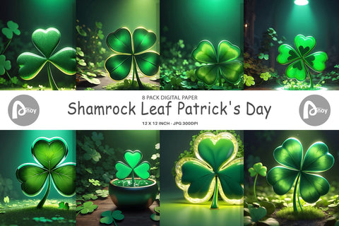 Digital Paper Shamrock Leaf Patrick Day Digital Pattern artnoy 
