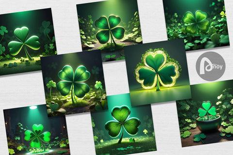 Digital Paper Shamrock Leaf Patrick Day Digital Pattern artnoy 