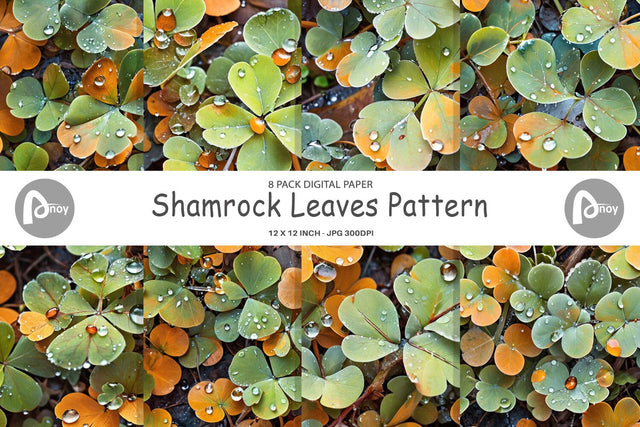 Digital Paper Shamrock Leaves Pattern Digital Pattern artnoy 