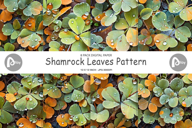 Digital Paper Shamrock Leaves Pattern Digital Pattern artnoy 