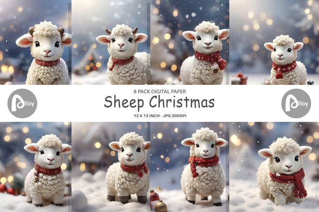 Digital Paper Sheep Christmas Digital Pattern artnoy 