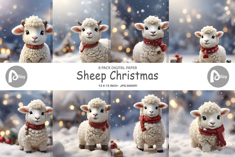 Digital Paper Sheep Christmas Digital Pattern artnoy 