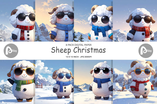 Digital Paper Sheep Christmas Digital Pattern artnoy 