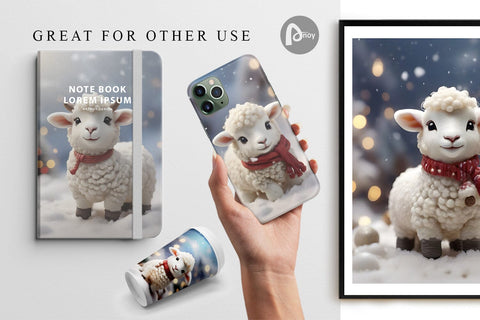 Digital Paper Sheep Christmas Digital Pattern artnoy 