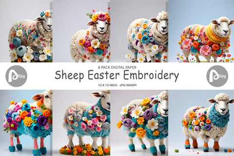 Digital Paper Sheep Easter Embroidery Digital Pattern artnoy 