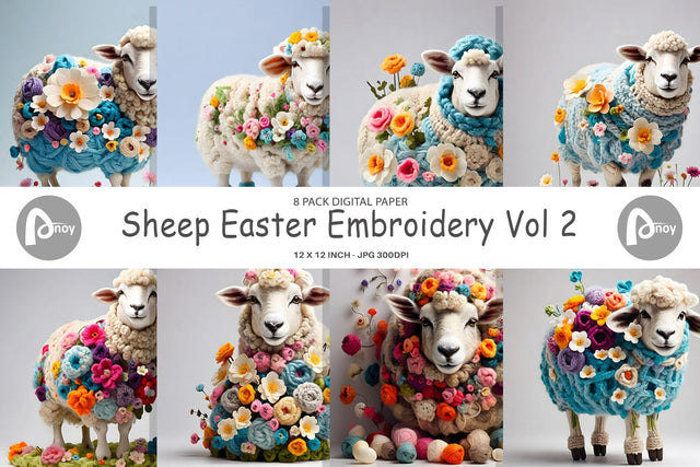 Digital Paper Sheep Easter Embroidery Digital Pattern artnoy 