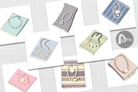 Digital Paper Shell Necklace Digital Pattern artnoy 