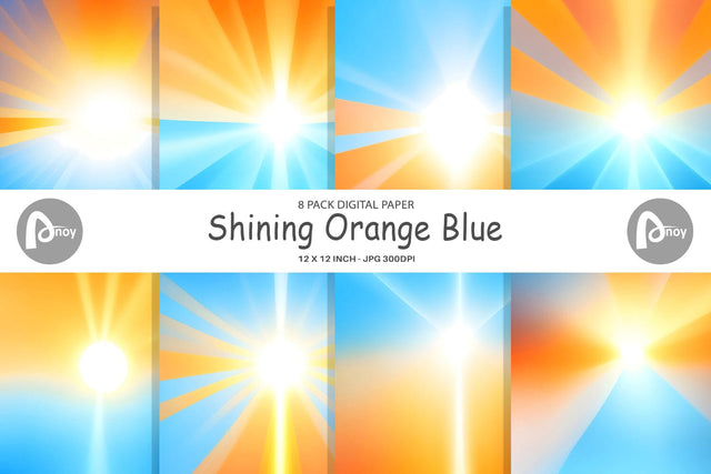 Digital Paper Shining Orange Blue Digital Pattern artnoy 