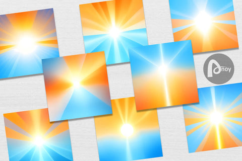 Digital Paper Shining Orange Blue Digital Pattern artnoy 