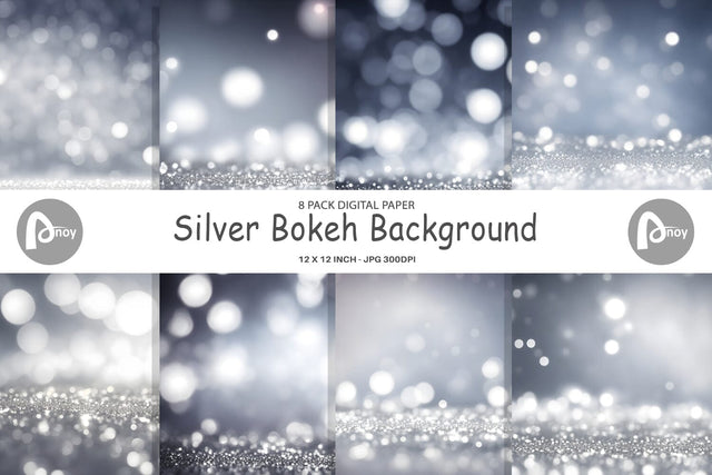 Digital Paper Silver Bokeh Background Digital Pattern artnoy 