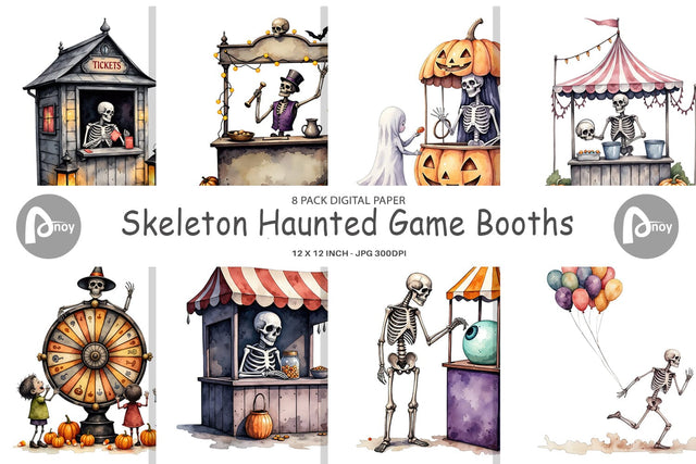 Digital Paper Skeleton Game Booths Digital Pattern artnoy 