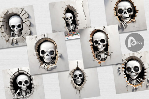 Digital Paper Skeleton in Wall Digital Pattern artnoy 