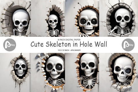 Digital Paper Skeleton in Wall Digital Pattern artnoy 