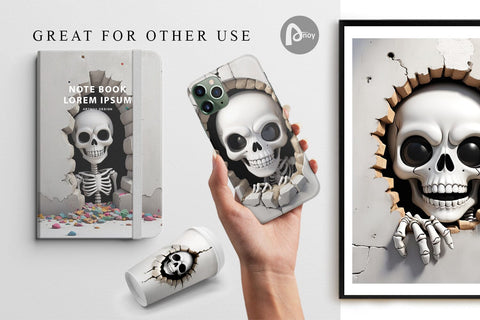 Digital Paper Skeleton in Wall Digital Pattern artnoy 