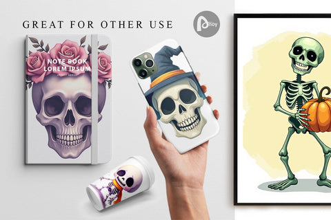 Digital Paper Skeleton Skulls Digital Pattern artnoy 