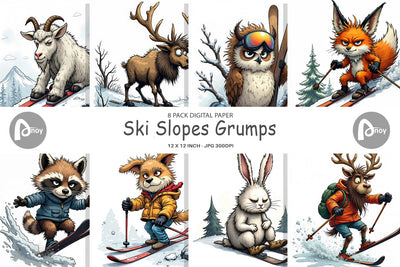 Digital Paper Ski Grumps Digital Pattern artnoy 