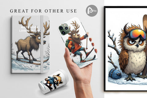 Digital Paper Ski Grumps Digital Pattern artnoy 