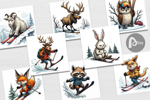 Digital Paper Ski Grumps Digital Pattern artnoy 