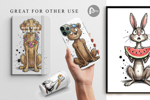 Digital Paper Skinny Beach Sketch Animal Digital Pattern artnoy 