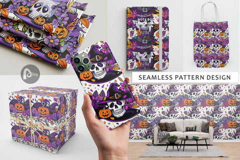 Digital Paper Skull Pattern Digital Pattern artnoy 
