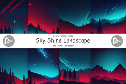 Digital Paper Sky Shine Landscape Digital Pattern artnoy 